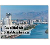 Aerial View of Ras Al Khaimah, United Arab Emirates North of Dubai, Looking at The City, Jebal Jais - and Along The Corniche., Fridge Magnet