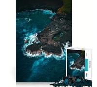Aerial View of Rocky Coastline And Ocean Hard Jigsaw Puzzle for Adults 1000 Pieces Serene Game Creative Craft Real Challenge Perfect Decor (38x26cm)