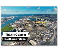 Aerial View of Samson and Goliath Cranes in Harland and Wolff Shipyard Dockyard Where RMS Titanic Was Built at Titanic Quarter Belfast Northern Ireland, Fridge Magnet