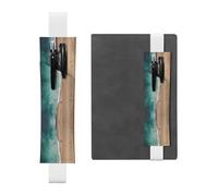 Aerial View of The Beach Adjustable Leather Pen Holder Bookmark, Journal Bookmark Leather Pen Holder, Perfect for Back to School Christmas Gifts,