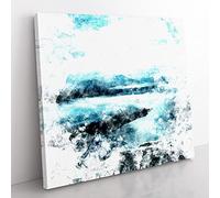 Aerial View of the Isle of Skye in Scotland Watercolour Modern Canvas Wall Art Print Ready to Hang, Framed Picture for Living Room Bedroom Home Office Décor, 50x50 cm (20x20 Inch)