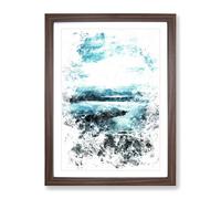 Aerial View Of The Isle Of Skye In Scotland Watercolour Modern Framed Print | A4 Walnut Framed Wall Art | Ready to Hang | Modern Historical Picture | Living Room Bedroom Lounge Office