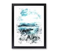 Aerial View Of The Isle Of Skye In Scotland Watercolour Modern Framed Wall Art Print, Ready to Hang Picture for Living Room Bedroom Home Office Décor, Black A3 (34 x 46 cm)