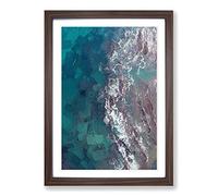 Aerial View of The Ocean in Abstract Framed Print | A2 Walnut Framed Wall Art | Ready to Hang | Abstract Nautical Picture | Living Room Bedroom Lounge Office
