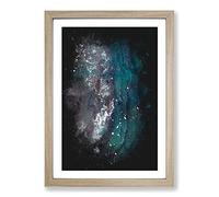 Aerial View of The Ocean Paint Splash Framed Print | A2 Oak Framed Wall Art | Ready to Hang | Modern Nautical Picture | Living Room Bedroom Lounge Office