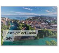 Aerial View of The Town of Peschiera Del Garda Located on The Shores of Lake Garda. City on The Water Italy. Resorts on Lake Garda Italy. Aerial Panorama on The Lake., Fridge Magnet