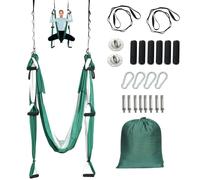 VEVOR Aerial Yoga Flying Yoga Swing 2.7 Yards Yoga Hammock Trapeze Green/White