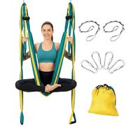 Aerial Yoga Flying Yoga Swing Set Yoga Hammock Sling Inversion Tool Aerial Pilates Silk for Gym Home Fitness (with 2 Extensions Straps)