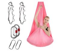 Aerial Yoga Hammock 4M Aerial Yoga Hammock Set Swing Silk with Extension Straps and Carabiners Improved Core Strength(Pink)