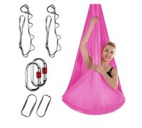 Aerial Yoga Hammock 4M Aerial Yoga Hammock Set Yoga Swing Aerial Silk with Extension Straps and Carabiners Improved Core Strength(Rose red)