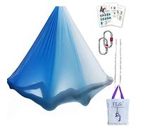 Aerial Yoga Hammock 5.5 Yards Premium Aerial Silk Fabric Yoga Swing for Antigravity Yoga Inversion Include Daisy Chain,Carabiner and Pose Guide (Blue Omber)