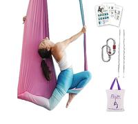 Aerial Yoga Hammock 6.5 Yards Premium Aerial Silk Fabric Yoga Swing for Antigravity Yoga Inversion Include Daisy Chain,Carabiner and Pose Guide (Fairy Floss Omber)