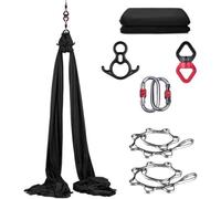 Aerial Yoga Hammock 8m x 2.8m, Heavy Duty Nylon Yoga Swing for Home Ceiling Suspension, High Load Capacity Trapeze Swing Set for Aerial Yoga, Acrobatic Training & Flexibility Exercises (Black)