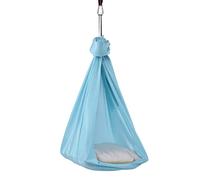 Aerial Yoga Hammock, Elastic 25kn Aerial Silk Soft Nylon Yoga Swings with Daisy Chains O Yoga Starter Kit for Home Yoga Inversion Exercises,39.4x110.2in (Light Blue)