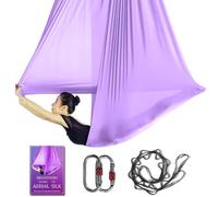 Aerial Yoga Hammock L:5M W:2.8M Aerial Pilates Silk Yoga Swing Set with 2000 Ibs Load Include Daisy Chain, Pose Guide