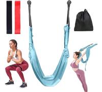 Aerial Yoga Swing Hammock Set - Anti-Gravity Inversion Sling with Adjustable Straps for Yoga, Pilates, Stretching & Home Fitness (Blue)