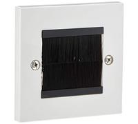 Aerials, Satellites and Cables single brush Single Gang Cable Entry/Exit Brush Faceplate for Wall Outlet
