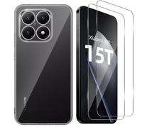 Aerku Case Compatible with Xiaomi Mi 15T 5G with 2 Pieces Tempered Glass Screen Protector, 9H HD Anti-Scratch Screen Protector, Transparent Silicone TPU Protective Case Ultra Thin Back Cover Mobile