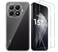 Aerku Cover for Xiaomi Mi 15T Pro 5G + 2 Pieces Tempered Glass Screen Protector, Ultra Thin Soft Transparent TPU Silicone Case [9H Hardness] [Bubble Free] [Anti-Scratch]