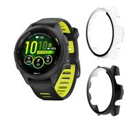 Aerku Hard Case with Screen Protector Compatible with Garmin Forerunner 265S, [Pack of 2] Full Protection Scratch-Resistant PC Protective Case, Black and Transparent