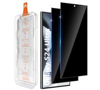 Aerku Pack of 2 Privacy Screen Protectors for Samsung Galaxy S24 Ultra for Tempered Glass, Bubble-Free Car Mounting, 9H Privacy Protective Glass Anti Fingerprints, Black Edge Anti-Spy Tempered Glass