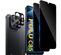 Aerku Privacy Screen for Xiaomi Poco C85 for Tempered Glass, Pack of 2 Privacy Film, 2 Pieces Camera Protection, 9H Hardness Anti-Spy Film, Scratch-Resistant, Privacy Tempered Glass Screen Protector