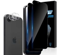Aerku Privacy Screen Protector for iPhone 16E/16 E, with Camera Lens Protection, 9H Hardness Anti Spy Tempered Glass Film, Anti-Spy Glass Screen Protector [2+2 Pieces]
