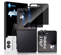 Aerku Privacy Screen Protector for Samsung Galaxy Z Flip7 / Flip 7 5G for Tempered Glass, Pack of 2 Privacy Screen Protectors and 1 Piece HD Camera Protection, 9H Hardness Anti-Spy Film Privacy