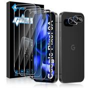 Aerku Screen Protector for Google Pixel 9A for Tempered Glass, Pack of 3 9H Hardness Film and 2 Pieces Anti-Scratch Camera Protection, 0.33 mm Ultra Clear Screen Protector, Anti-Bubble Screen