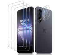 Aerku Screen Protector for Oneplus Nord 5 for Tempered Glass, 3 Pieces Protective Glass and 3 Pieces Camera Protection, 9H Hardness, 0.33 mm Ultra Clear Film, Anti-Scratch Anti-Bubble Screen Protector