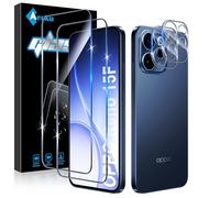 Aerku Screen Protector for Oppo Reno 15F / Oppo Reno 15FS for Tempered Glass, 2 Pieces Protective Glass and 2 Pieces Camera Protection, 9H Hardness 0.33 mm Ultra Clear Film, Anti-Bubble, Anti-Scratch