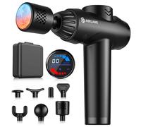 AERLANG Massage Gun with Heat,Massage Gun Deep Tissue, Muscle Percussion Massager with 20 Speeds with LCD Touch Screen 7 Heads Massager Gun with Case for Home Office Workout Muscle Pain Relief