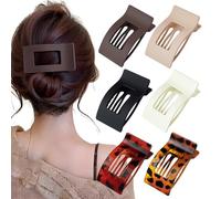 AerLiia 6 Pcs Flat Hair Clips for Women Rectangle Flat Claw Clip,Strong Hold Square Duckbill Hair Clips for Thick & Thin Hair,Curved Design for Lying Down,Driving Flat Hair Claw Clip Hair Accessories