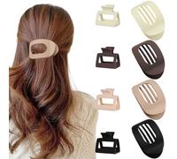 AerLiia 8 Pcs Flat Hair Claw Clips for Women Round and Rectangle Small Hair Clip Set for Thin,Thick Hair,Lay Down,Driving Strong Hold Comfortable Matte Solid Flat Claw Hair Clip Women Hair Accessories