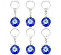 Aernajialin 6 Pcs Lucky Evil Eye Keyring Protection Charms Pendants Crafting Glass Keychain Good Luck Keychain Handbag Pendant Ornament Accessories Good Luck Blessing Gift