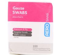 Aero 8 Ply Gauze Swabs 7.5cm x 7.5cm 100 Swabs