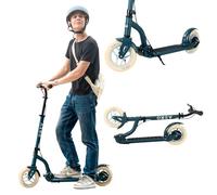 Aero Big Wheels Scooter for Kids 8-12, Teens & Adults | Pneumatic Air Tyre, Hand Controlled Drum Brake & Rubber Deck Mat | Adult Manual Kick Scooter | Foldable & Height Adjustable, 220lbs Max