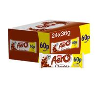 Aero Bubbly Milk Chocolate Bar 36g x 24 Pack - Soft Melting Bubbles, Creamy Milk Chocolate, Bulk Sharing Case - Nestlé Aero Bars
