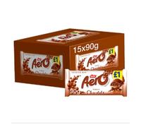 Aero Milk Chocolate Sharing Bar 90g x Case of 15 - Silky Smooth Melting Bubbly Milk Chocolate - Bulk Pack for Sharing, Retail, and Snacking