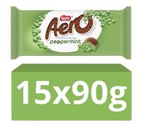 Aero Peppermint Mint Chocolate Sharing Bars, 15 x 90 g