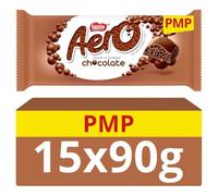 Aero Smooth & Bubbly Chocolate Bars - Assorted Flavors, Sharing Size 90g (15 Bars x 90g, Milk Chocolate)