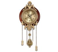 Aero Snail Brown Vintage Pendulum Wall Clock Solid Wood Metal Art Workmanship Silent Non Ticking Quartz Analog Watch Home/Office/Kitchen/Classroom/School Hanging Timepiece
