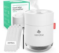 Aerobe Humidifier for Bedroom with 12 Extra Filters, 500ML Cool Mist Humidifiers for Home and Plants, Humidifiers for Baby with 12~16 Working Hours, Waterless Auto-Off Mini Humidifier