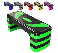 Aerobic Exercise Stepper with 5 Adjustable Step Levels (10/15/20/25/30CM), Cardio, Weights, Yoga, Exercise Workout Step Board, Anti-Slip for Home/Gym/Office, Routines, Fitness, Traing (Green)