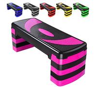 Aerobic Exercise Stepper with 5 Adjustable Step Levels (10/15/20/25/30CM), Cardio, Weights, Yoga, Exercise Workout Step Board, Anti-Slip for Home/Gym/Office, Routines, Fitness, Traing (Pink)