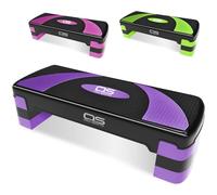 Aerobic Stepper platform -Step Steps board High - Exercise 2-5 Level Adjustable Height Fitness Workout Yoga Pilates Fitness Home Gym Removable Step Rise block (2 Levels Purple)