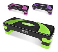 Aerobic Stepper platform -Step Steps board High - Exercise 2-5 Level Adjustable Height Fitness Workout Yoga Pilates Fitness Home Gym Removable Step Rise block (Green, 5 Steps Stepper)