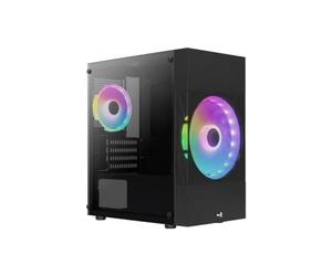 Aerocool ATOMICLITE V2, Micro-ATX Gaming Case, Front Grille + 2 RGB Fans, Black