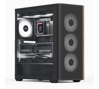 Aerocool D501A Midi Tower Black, Wood