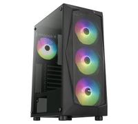 Aerocool FALCONV2BK, PC ATX Case, Front Mesh, Tempered Glass, 4 ARGB 12cm Fans, Black